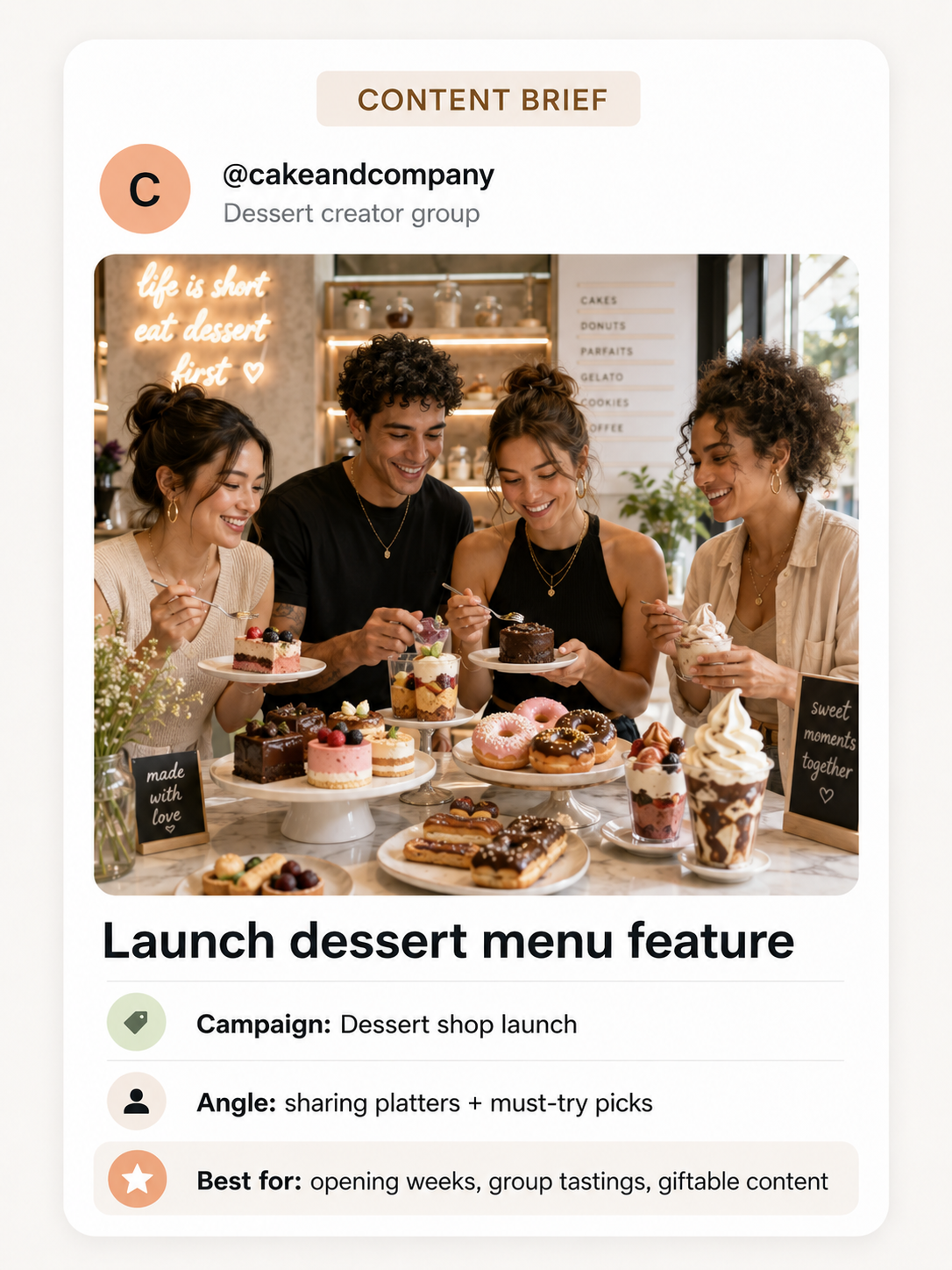 Creator capturing a dessert box for a London campaign