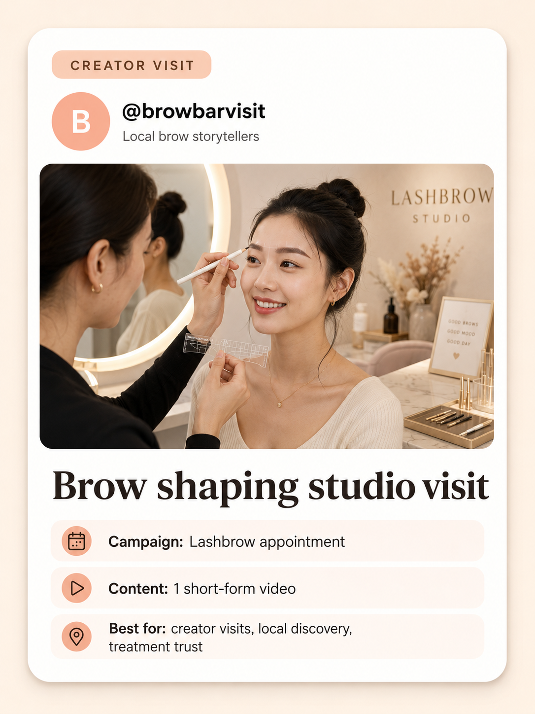 Local creator capturing a brow treatment result