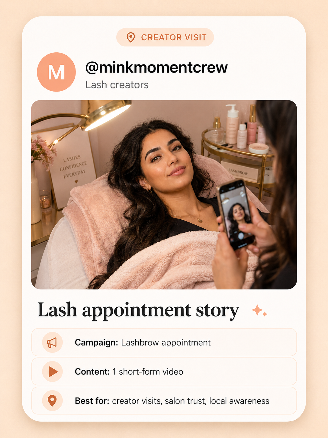 Local creator capturing a brow treatment result